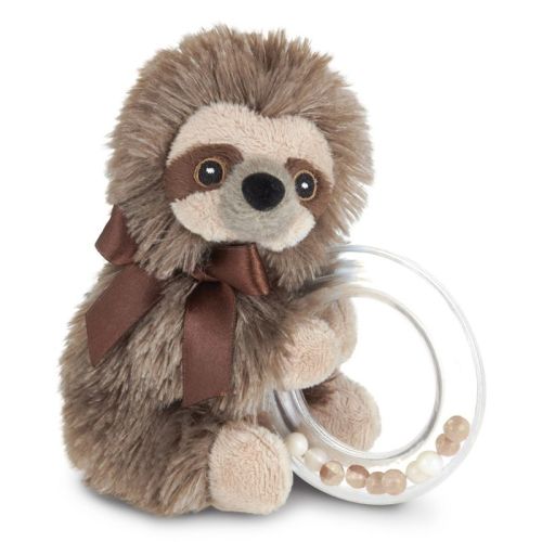 Bearington Baby Lil' Speedy Plush Stuffed Animal Sloth Shaker Rattle Ring Rattle, 5.5 inches