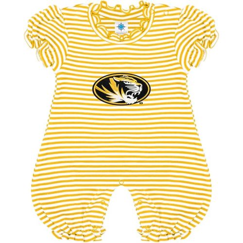 Creative Knitwear College Baby Striped Puff Sleeve Romper - Team Logo, Many Colors, for Girls (Newborn-12 Months)