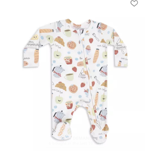 Angel Dear Unisex Bonjour Breakfast 2 Way Zipper Footie