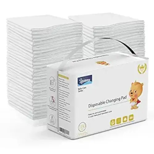 Disposable Changing Pad Liners (100 Pack) Super Soft, Disposable Changing Pads, Ultra Absorbent & Waterproof - Covers Any Surface for Mess Free Baby Diaper Changes (White)