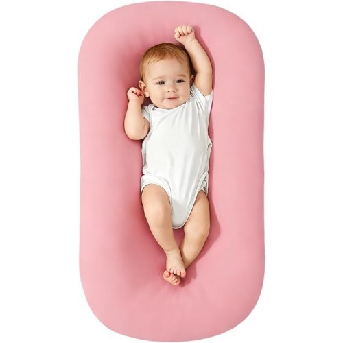 Baby Support Cushion for Newborn, Infant Support Cushion, Portable Tummy Time Mat for Home and Travel, Supervised Use, Soft Breathable Cotton, Baby Essentials Gift (Pink)