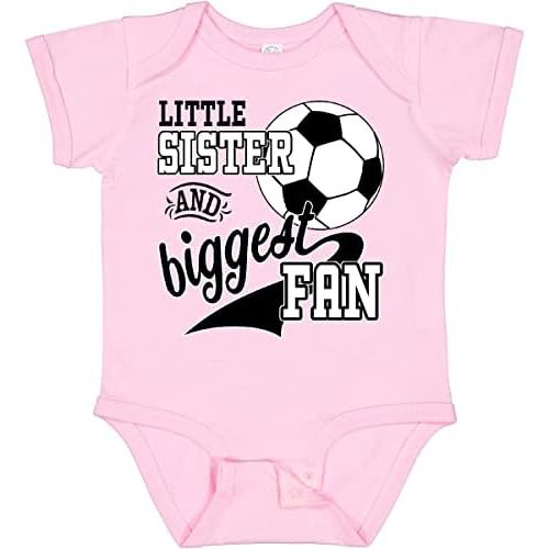 inktastic Little Sister and Biggest Fan- Soccer Player Baby Bodysuit