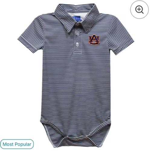 Auburn Tigers Vive La Fete Infant Polo Pencil Stripe Bodysuit - Navy