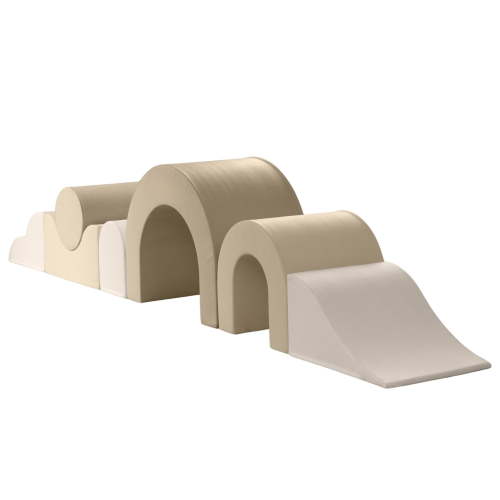 KIDKII Rainbow Play Set 7-Piece Foam Climbing & Motor Skill Play Kit, Cream/Beige