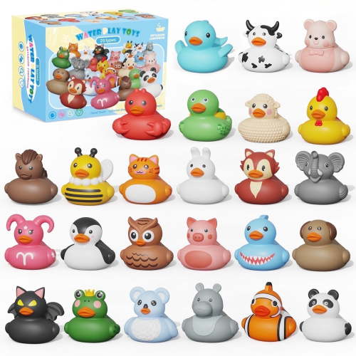 Sumsoltic 25 Pcs Baby Bath Toys, Rubber Ducks No Hole Design