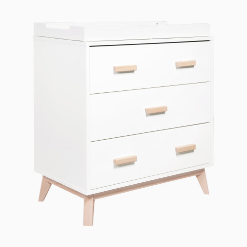 Scoot 3-Drawer Changer Dresser with Removable Changing Tray - White / Washed Natural