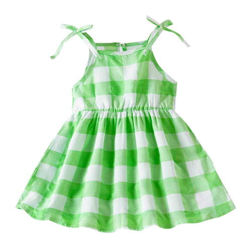 Summer Clearance Holiday Deals 2025! QTOCIO Toddler Girls Dresses, Baby Girl Summer Clothes, Girls Casual Plaid Camisole Dress Cute A-line Skirt Are Suit for 3-24 Months, Green, 3 Months