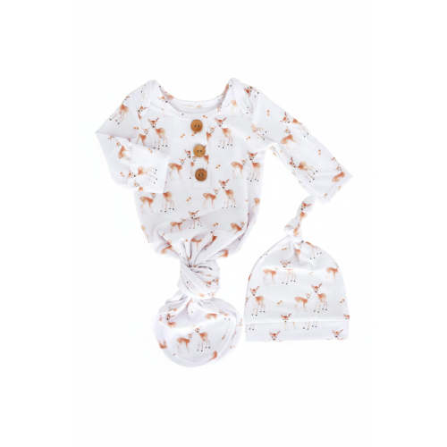 Friendly Fawns Newborn Baby Knot Gown & Hat Set | Caden Lane