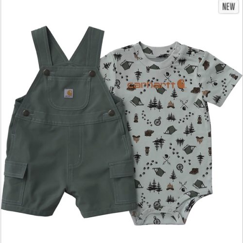 Boys' 2-Piece Short Sleeve Bodysuit & Cargo Pocket Shortall Set (Baby) | T-Shirts Under $35 | Carhartt