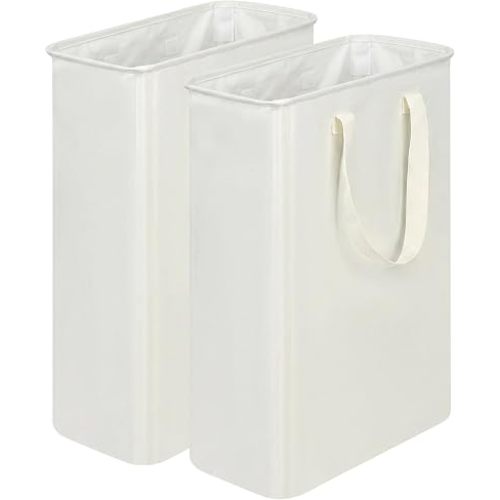 efluky Slim Laundry Basket, Narrow Laundry Hamper with Handles, Collapsible Dirty Clothes Hamper, Tall Laundry Bin for Laundry Room, Dorm and Bedroom, 12.7 Gallons(48L) Beige