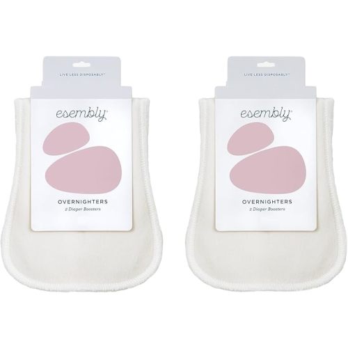 Esembly Overnighters – Organic Cotton Cloth Diaper Booster Inserts with Stay-Dry Fleece – Reusable Nighttime Absorbency Doublers for Heavy Wetters – One Size, Pack of 4
