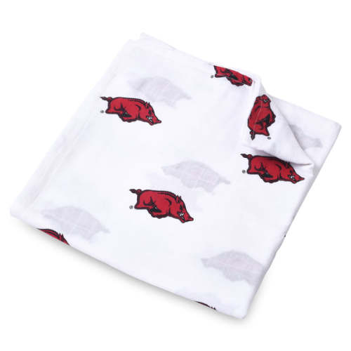 University of Arkansas Muslin Swaddle Blanket – Soft Breathable 47x47 Baby Blanket – Officially Licensed Razorbacks Newborn Gift