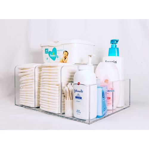 LELLOBABY™ - The Original Lucite Acrylic Diaper Caddy - The Perfect Deluxe Nursery Assistant