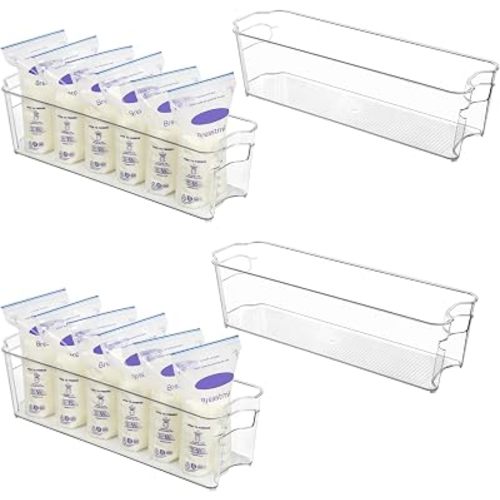 Vtopmart 4Pcs Clear Breastmilk Storage Bags Container in Freezer Fridge