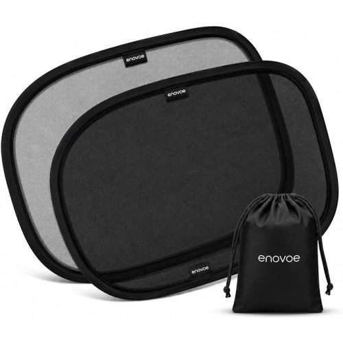 Enovoe Car Window Shades for Baby (4 Pack) - 21"x14" - Sun Shade Blocker, Cling - Glare Shield and UV Rays Protection for Your Child - Side Windows Screens for SUV- Mesh Window Shades for Car Baby