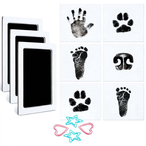 4PCS Baby Footprint Kit Inkless Handprint Footprint Kit with 8 Cards 4.7x2.9 in