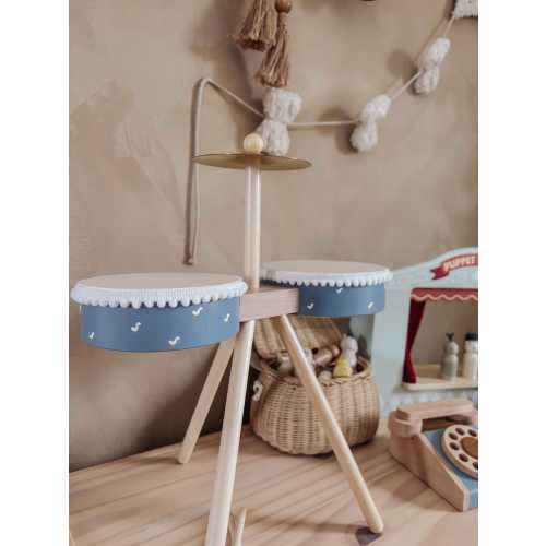 Children’s Drum & Tambourine Set, Wooden Toys, Wooden Montessori, Stem, Cottage Core Nursery, Learning Tools, Fine Motor Skill Toys, Toddler