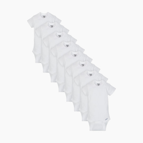 Gerber Short Sleeve Solid Onesies Bodysuits (8 Pack) - White, 12 M