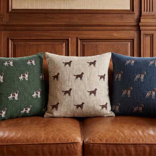 Hunting Dog Decor Woven Pillow, Labrador Golden Retriever Setter Pointer Spaniel Poodle & More Dog Breeds, Dog Lover Gift, Cabin Lodge Decor