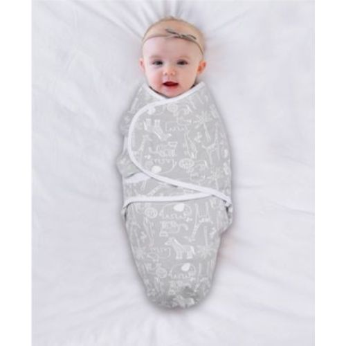 Baby Boys Newborn Swaddles Girls, 3 Pack Set, Grey Safari Sky