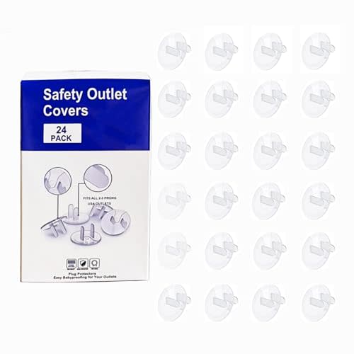 WENPENG Baby Safety Clear Outlet Covers (24 Pack), Durable Plastic Plug Covers for Power Sockets, Child Proof Electrical Protector Safety Caps