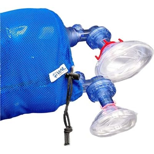 WNL Products 5000BVM-COMBO, 1 Practi-Mask BVM Adult/Child and 1 Infant CPR Trainings Mask, Includes 1 Infant BVM and 1 Adult/Child BVM (Practi-Mask, Bag Valve Squeeze Bag, Reservoir Bag)