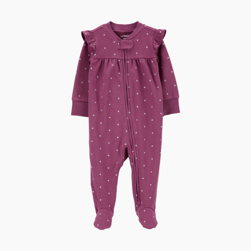 Carter's 2-Way Zip Cotton Sleep & Play Pajamas - Burgundy, 3 M