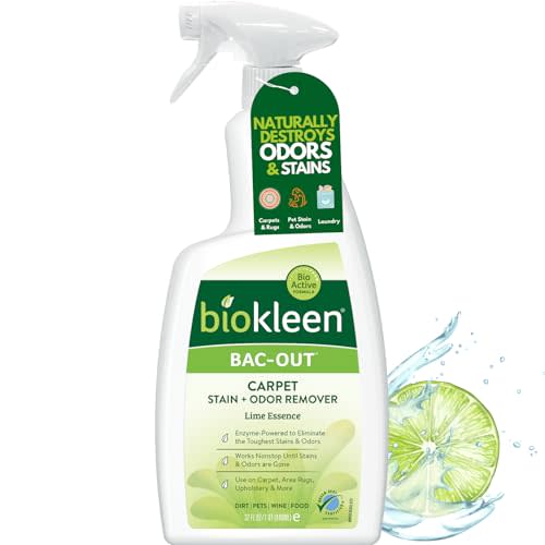 Biokleen Bac-Out Enzyme Cleaner Spray and Stain & Odor Remover for Pet Stains, Laundry, Diapers, Wine, Carpets, & More, Eco-Friendly, Non-Toxic, Lime Scent, 32 Ounces