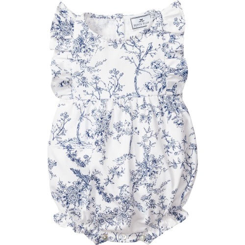 Baby Timeless Toile Ruffle Trim Cotton Blend One-Piece Pajamas, 6-12M, White