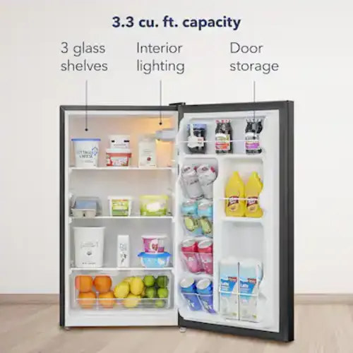 Insignia™ - 3.3 Cu. Ft. Mini Fridge with Door Storage - Black