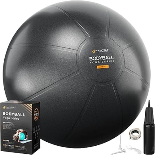 Exercise Ball – Yoga Ball for Pilates & Fitness - Birthing for Pregnancy, Stability, Core, Balance, Therapy for Physical Rehab, Workout for Home Gym & Office Chair, Fast Pump Included