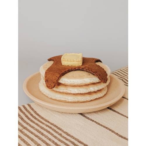 Felt Pancake Syrup & Butter Combo | Set of 3 Flapjacks | Pretend Play Food | Ikea Kitchen Accessory | Breakfast Restaurant Kit | Plush Toy