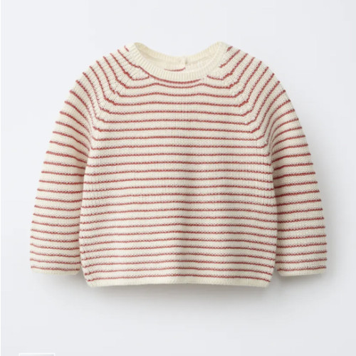 STRIPED KNIT JUMPER - Ecru / Red | ZARA United States