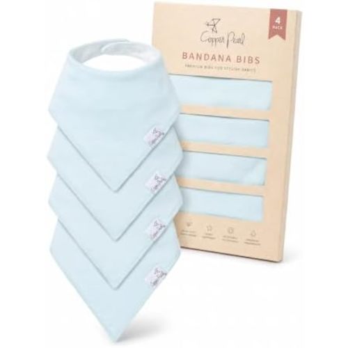 Copper Pearl Baby Bibs 4 Pack, Bandana Drool Bibs for Baby Girl & Boy, Soft Cotton Bibs for Drooling and Teething
