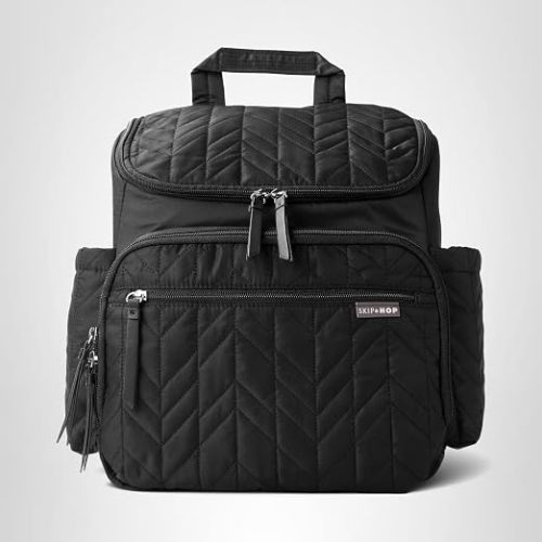 Skip Hop Diaper Bag Backpack: Forma, Multi-Function Baby Travel Bag with Changing Pad & Stroller Attachment, Jet Black