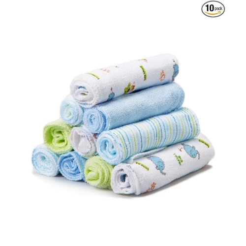 Spasilk Baby 10 Pack Soft Terry Bath Washcloth Wipes