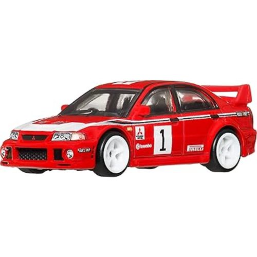 Hot Wheels Car Culture Premium 1:64 Scale Die-Cast Toy Mitsubishi Lancer Evolution VI with Real Riders Tires & Metal/Metal Body & Chassis, Thrill Climbers