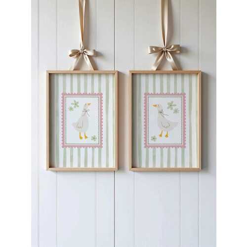 Silly Goose Nursery Prints Set of 2: Sage Green Bedroom Wall Art