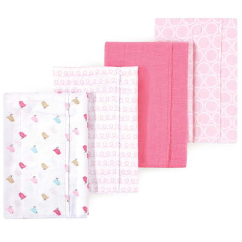 Little Treasure Luvable Friends Flannel Burp Cloths 4pk, Pink Birdies