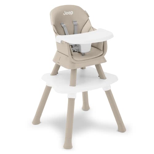 Jeep Milestone 6-in-1 Convertible High Chair by Delta Children, Light Tan | 6-in-1 High Chair Converts to Stool, Booster Seat, Toddler Chair, Activity Table and Desk and Chair for Babies & Toddlers