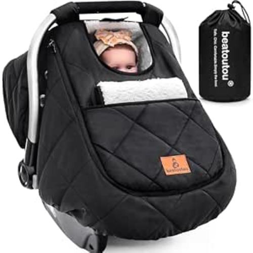Waterproof Winter Baby Car Seat Cover, Warm Car Seat Cover for Newborns | Waterproof & Windproof, thick fleece lining, side air vents for breathable safety, fits most car seats, machine washable