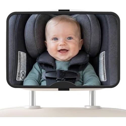 Large Car Mirror for Baby, Shatterproof Car Seat Mirror, Black