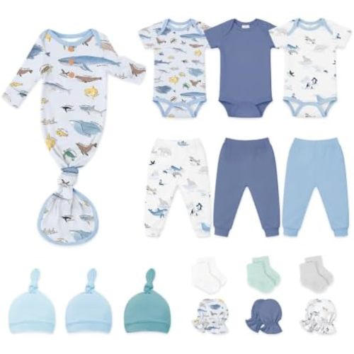 TotAha Newborn Clothes Gift Set, 16-Piece Soft Baby Layette Essentials, Unisex Outfit Sets for Baby Shower, First Days