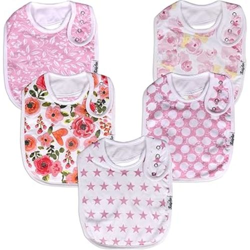 Drool Bibs for Babies – Organic, Unisex, Soft Absorbent Teething Bibs with Adjustable Snaps