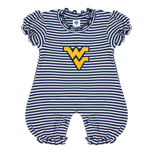 West Virginia Mountaineers Stripe Puff Sleeve Romper | College Baby