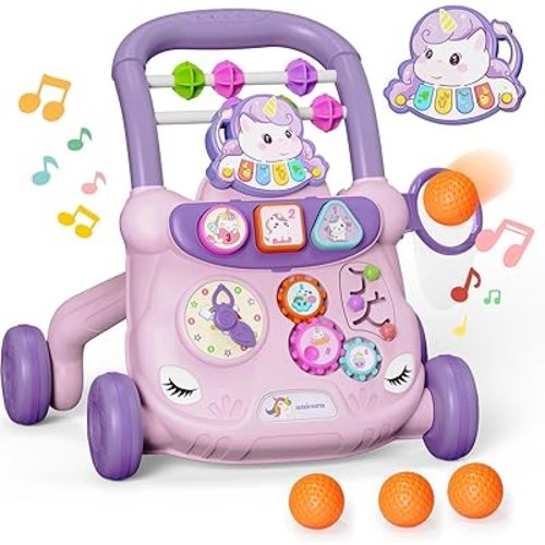 Baby Walker Toys,Push Walker for Boys & Girls Learning to Walk,Sit to Stand Early Educational Toys,Activity Center for Infant,Christmas Birthday Gift for Toddler 6-18 Months,Unicorn Toys