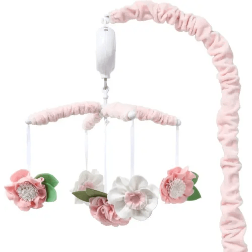 The Peanutshell Crib Mobile for Girls - Pink Musical Baby Crib Mobile with 12 Lullabies, Flower Baby Mobile Crib Pink Floral Nursery Decor