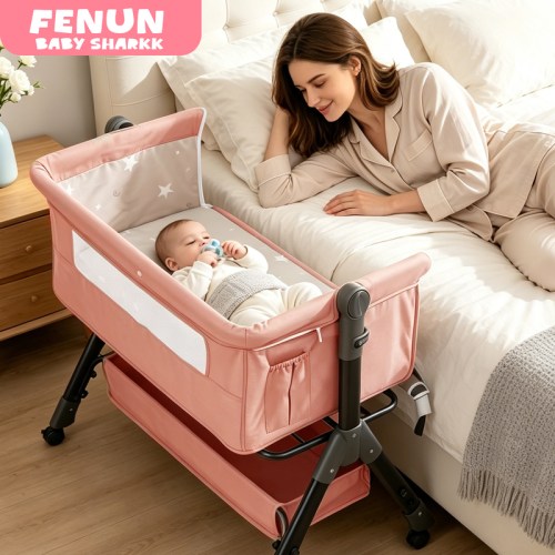 Baby Bassinet Crib, Crib for Infant&Newborn, Bedside Sleeper with Storage Basket and Mosquito Net, Easy to Fold, Height Adjustable, Portable Side Bed Crib, backtoschool, glowup - TikTok Shop