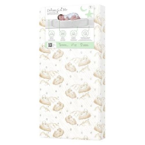 Dream On Me 2 in 1 Little Lullaby 5" Standard Crib and Toddler Futon/Fiber Mattress - Beige Cloud