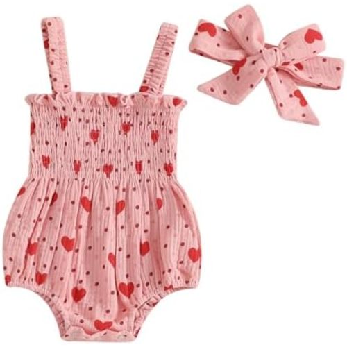 farrubbyine8 Cute Baby Girl Outfit Sleeveless Romper Breathable Ruched Bodysuit Comfy Outfits Baby Girl Summer Clothes
